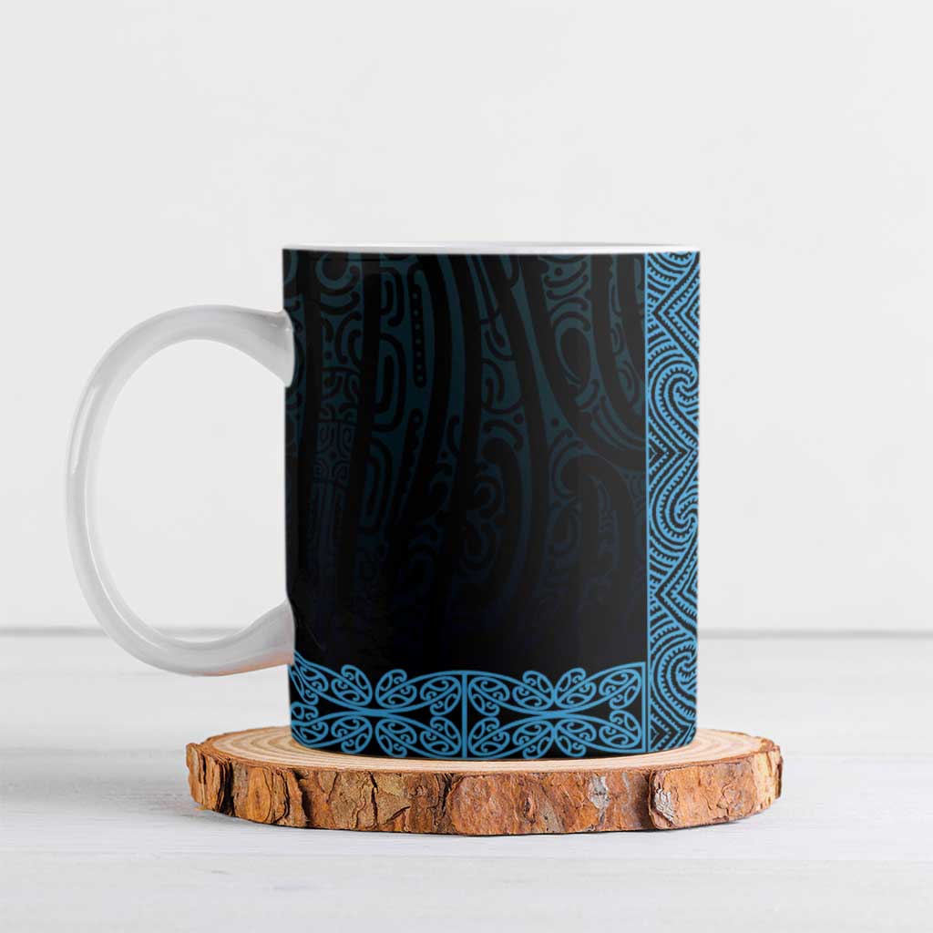 New Zealand Maori Kowhaiwhai Ceramic Mug Kikorangi Maui and Mangopare - Polynesian Pride