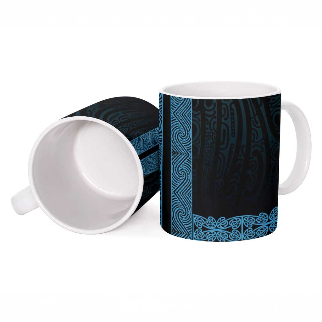 New Zealand Maori Kowhaiwhai Ceramic Mug Kikorangi Maui and Mangopare LT9 - Polynesian Pride
