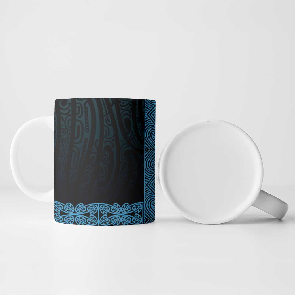 New Zealand Maori Kowhaiwhai Ceramic Mug Kikorangi Maui and Mangopare LT9 - Polynesian Pride