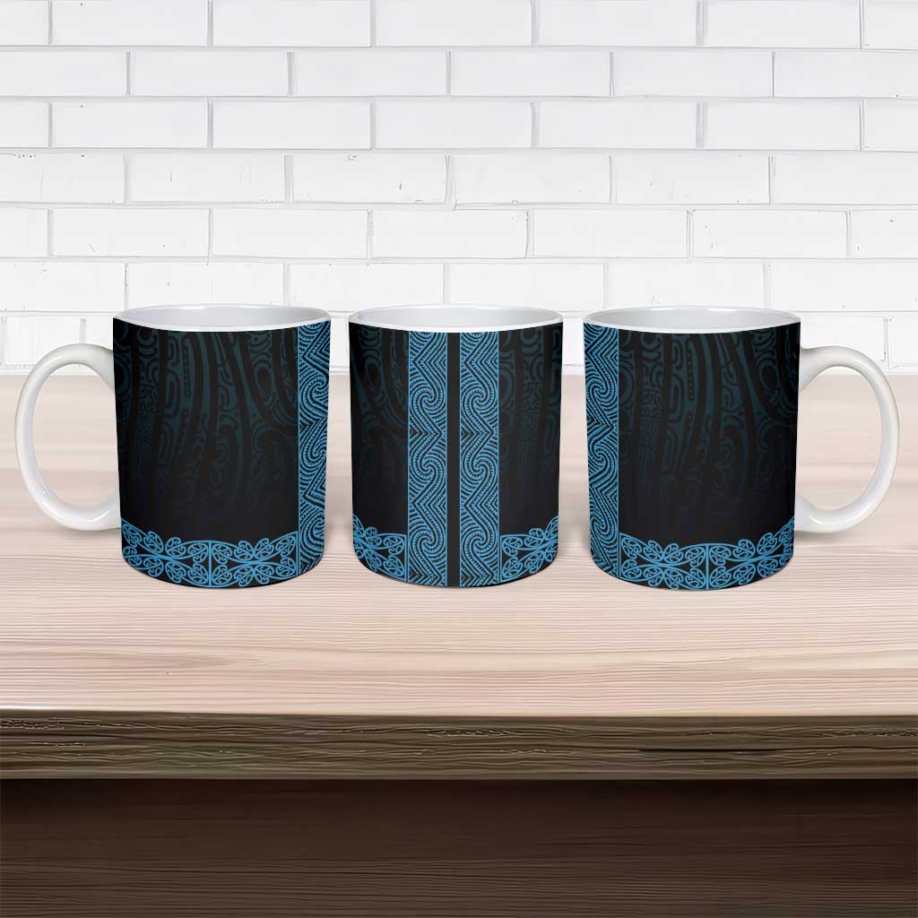 New Zealand Maori Kowhaiwhai Ceramic Mug Kikorangi Maui and Mangopare LT9 - Polynesian Pride