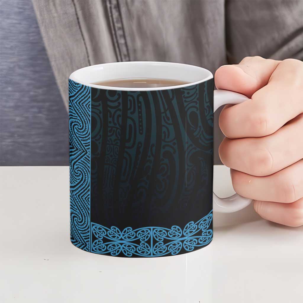 New Zealand Maori Kowhaiwhai Ceramic Mug Kikorangi Maui and Mangopare LT9 - Polynesian Pride