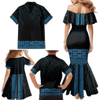 New Zealand Maori Kowhaiwhai Family Matching Mermaid Dress and Hawaiian Shirt Kikorangi Maui and Mangopare LT9 - Polynesian Pride