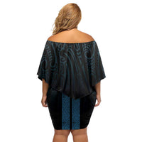 New Zealand Maori Kowhaiwhai Family Matching Off Shoulder Short Dress and Hawaiian Shirt Kikorangi Maui and Mangopare LT9 - Polynesian Pride