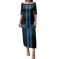 New Zealand Maori Kowhaiwhai Family Matching Puletasi and Hawaiian Shirt Kikorangi Maui and Mangopare LT9 Mom's Dress Blue - Polynesian Pride