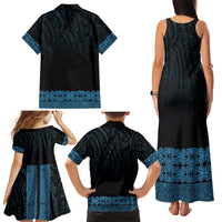 New Zealand Maori Kowhaiwhai Family Matching Tank Maxi Dress and Hawaiian Shirt Kikorangi Maui and Mangopare LT9 - Polynesian Pride