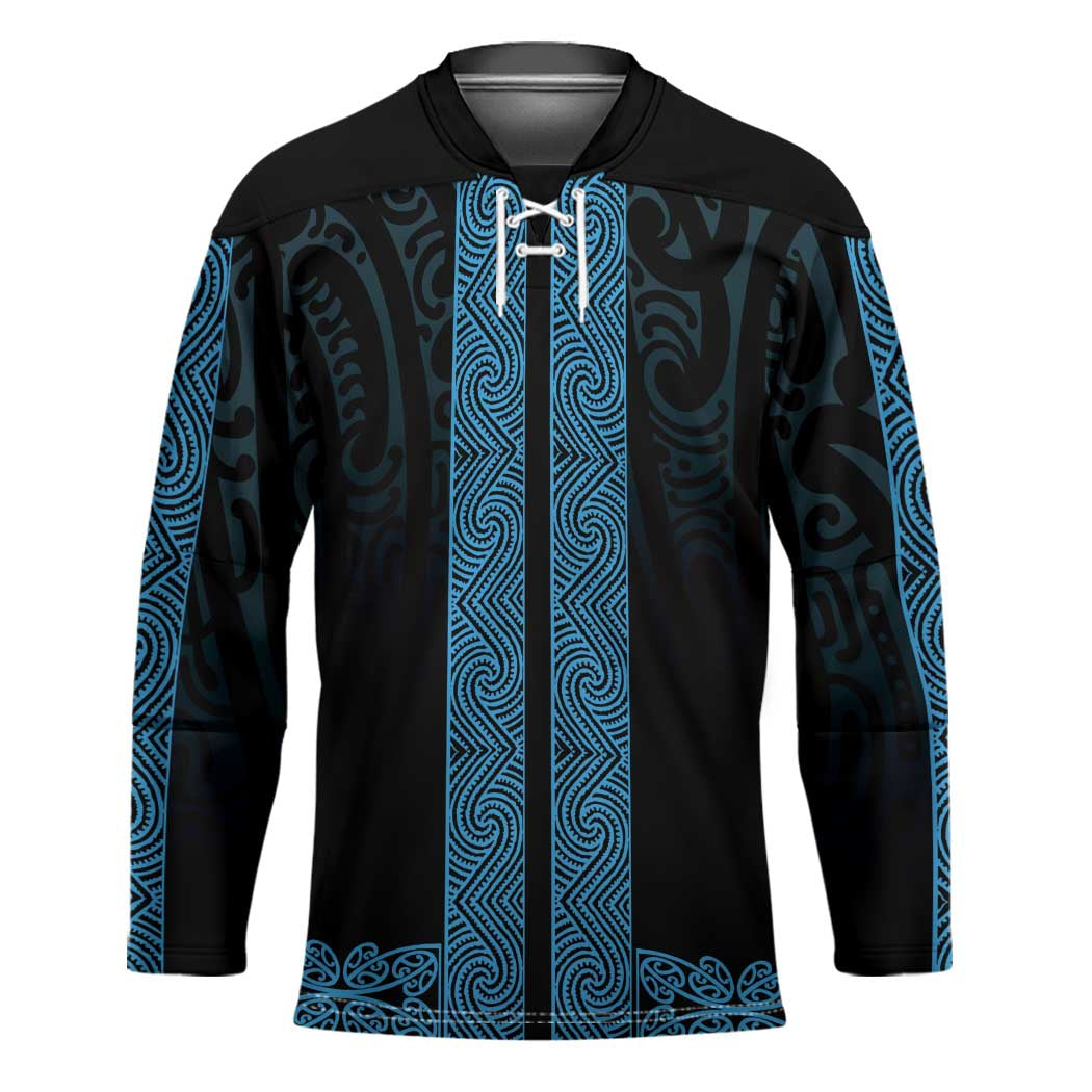 New Zealand Maori Kowhaiwhai Hockey Jersey Kikorangi Maui and Mangopare - Polynesian Pride