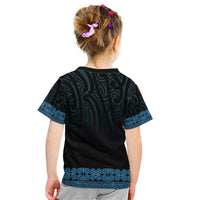New Zealand Maori Kowhaiwhai Kid T Shirt Kikorangi Maui and Mangopare LT9 - Polynesian Pride