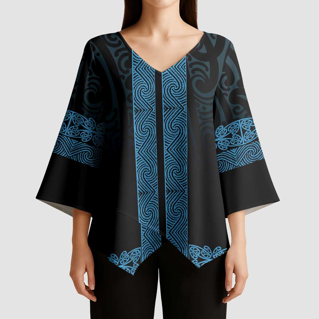 New Zealand Maori Kowhaiwhai Kimono Sleeve Blouse Kikorangi Maui and Mangopare LT9 - Polynesian Pride