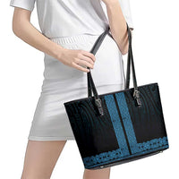 New Zealand Maori Kowhaiwhai Leather Tote Bag Kikorangi Maui and Mangopare LT9 - Polynesian Pride