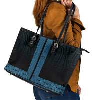 New Zealand Maori Kowhaiwhai Leather Tote Bag Kikorangi Maui and Mangopare LT9 - Polynesian Pride
