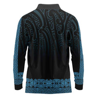 New Zealand Maori Kowhaiwhai Long Sleeve Polo Shirt Kikorangi Maui and Mangopare LT9 - Polynesian Pride