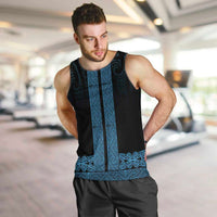 New Zealand Maori Kowhaiwhai Men Tank Top Kikorangi Maui and Mangopare LT9 Blue - Polynesian Pride