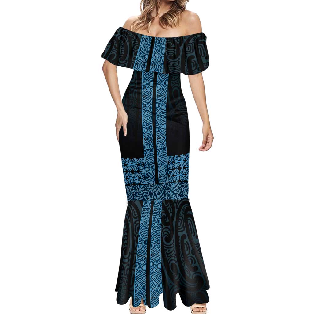 New Zealand Maori Kowhaiwhai Mermaid Dress Kikorangi Maui and Mangopare LT9 - Polynesian Pride