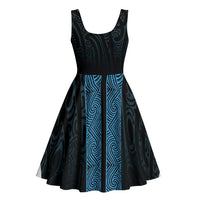 New Zealand Maori Kowhaiwhai Midi Dress Kikorangi Maui and Mangopare LT9 - Polynesian Pride