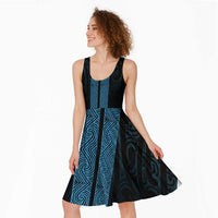 New Zealand Maori Kowhaiwhai Midi Dress Kikorangi Maui and Mangopare LT9 - Polynesian Pride