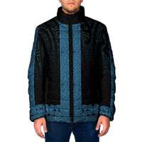 New Zealand Maori Kowhaiwhai Padded Jacket Kikorangi Maui and Mangopare LT9 Men Blue - Polynesian Pride