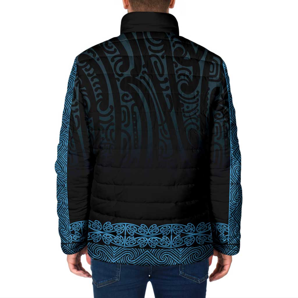 New Zealand Maori Kowhaiwhai Padded Jacket Kikorangi Maui and Mangopare LT9 - Polynesian Pride