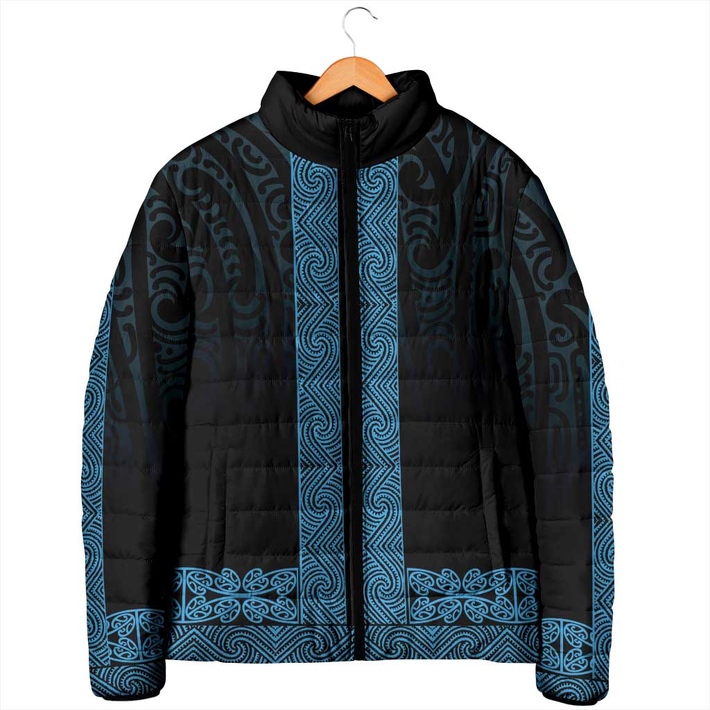 New Zealand Maori Kowhaiwhai Padded Jacket Kikorangi Maui and Mangopare LT9 - Polynesian Pride