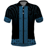 New Zealand Maori Kowhaiwhai Polo Shirt Kikorangi Maui and Mangopare LT9 Blue - Polynesian Pride