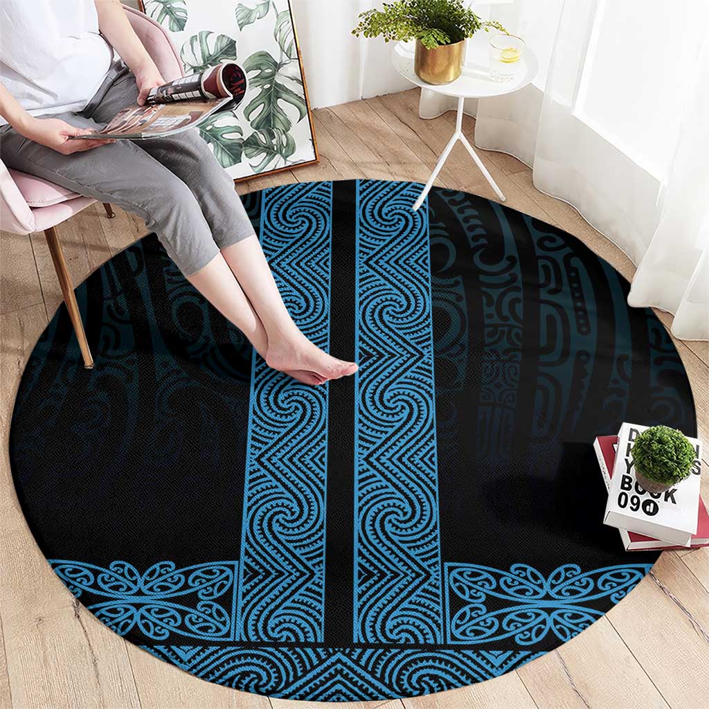 New Zealand Maori Kowhaiwhai Round Carpet Kikorangi Maui and Mangopare LT9 - Polynesian Pride
