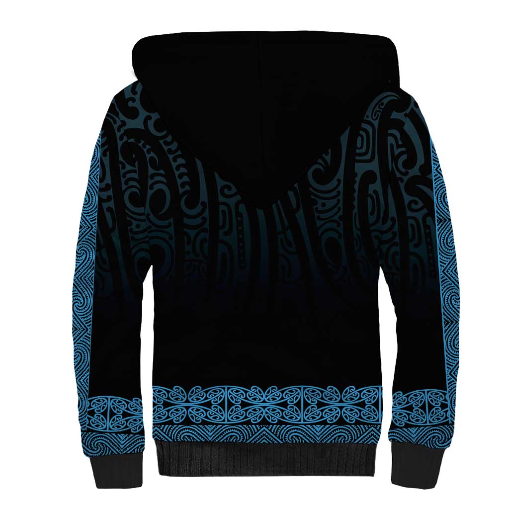 New Zealand Maori Kowhaiwhai Sherpa Hoodie Kikorangi Maui and Mangopare LT9 - Polynesian Pride