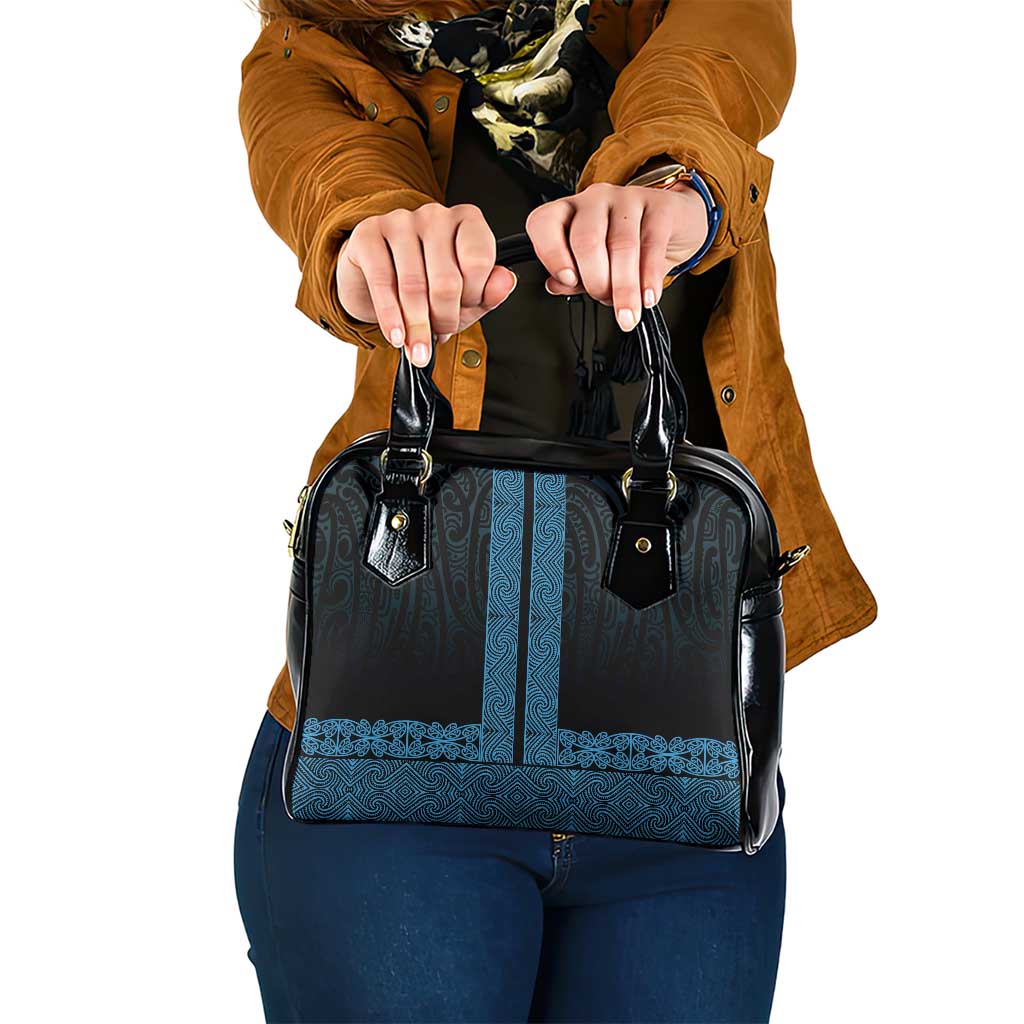 New Zealand Maori Kowhaiwhai Shoulder Handbag Kikorangi Maui and Mangopare LT9 One Size Blue - Polynesian Pride