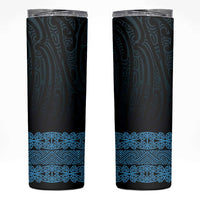 New Zealand Maori Kowhaiwhai Skinny Tumbler Kikorangi Maui and Mangopare LT9 Blue - Polynesian Pride