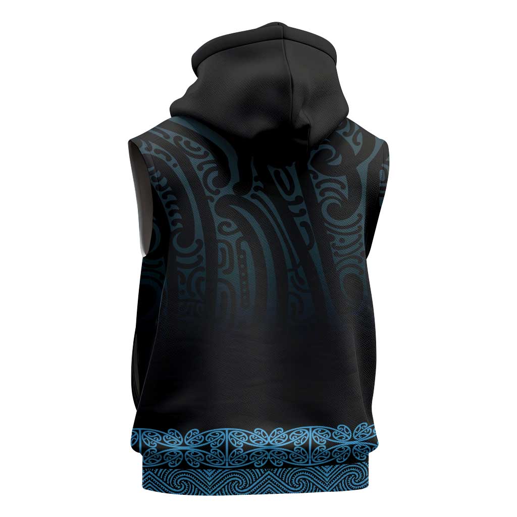 New Zealand Maori Kowhaiwhai Sleeveless Hoodie Kikorangi Maui and Mangopare LT9 - Polynesian Pride