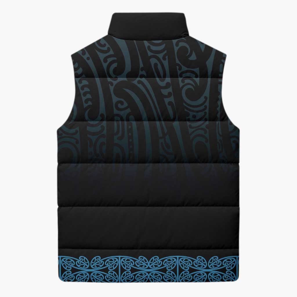 New Zealand Maori Kowhaiwhai Sleeveless Puffer Jacket Kikorangi Maui and Mangopare LT9 - Polynesian Pride