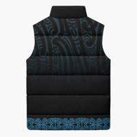 New Zealand Maori Kowhaiwhai Sleeveless Puffer Jacket Kikorangi Maui and Mangopare LT9 - Polynesian Pride