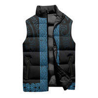 New Zealand Maori Kowhaiwhai Sleeveless Puffer Jacket Kikorangi Maui and Mangopare LT9 - Polynesian Pride