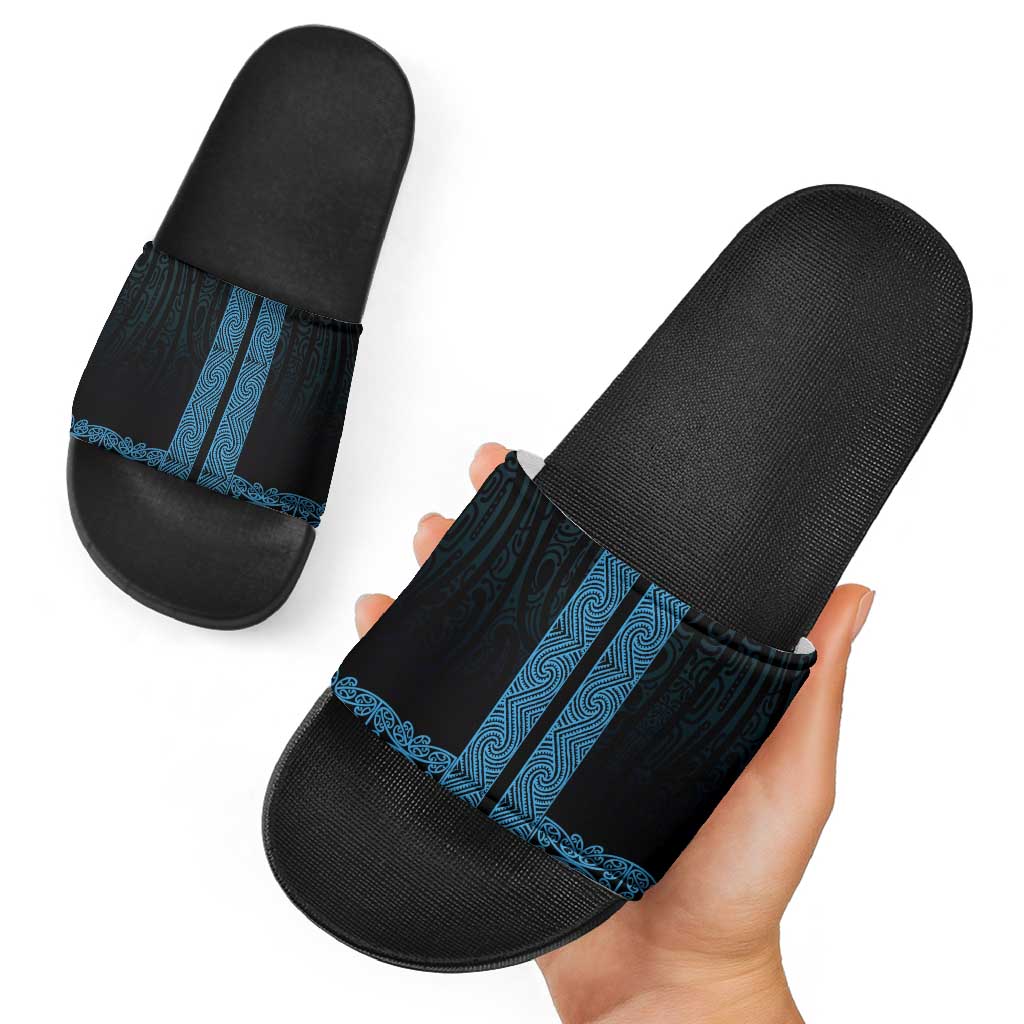 New Zealand Maori Kowhaiwhai Slide Sandals Kikorangi Maui and Mangopare LT9 - Polynesian Pride