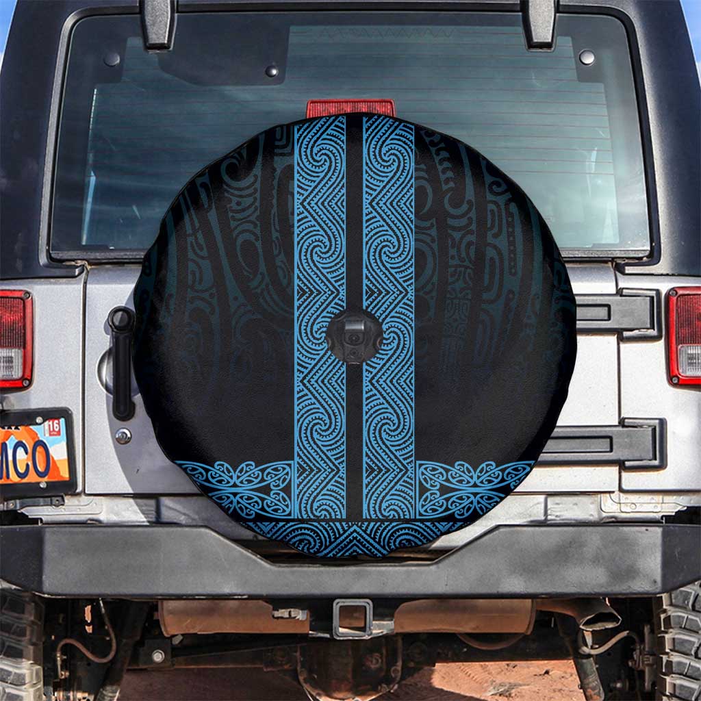 New Zealand Maori Kowhaiwhai Spare Tire Cover Kikorangi Maui and Mangopare LT9 Blue - Polynesian Pride