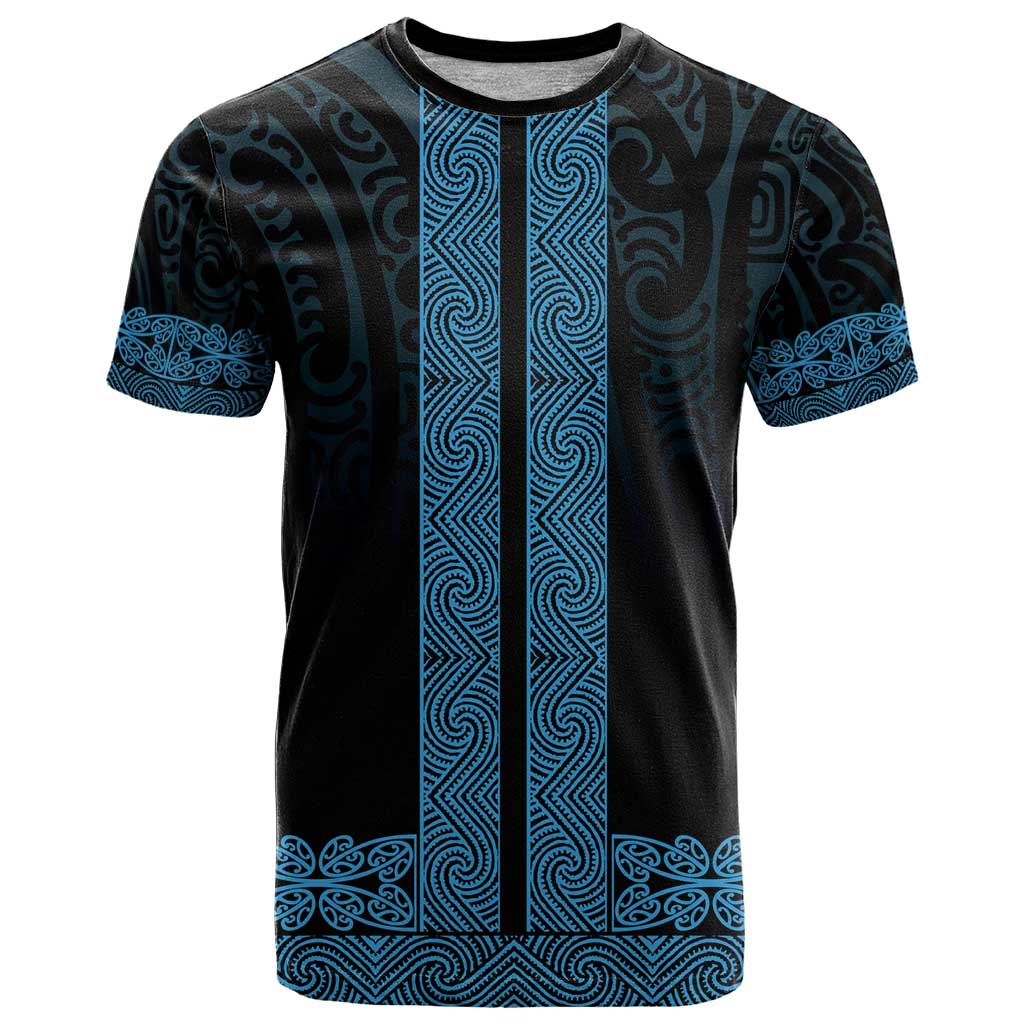 New Zealand Maori Kowhaiwhai T Shirt Kikorangi Maui and Mangopare LT9 Blue - Polynesian Pride