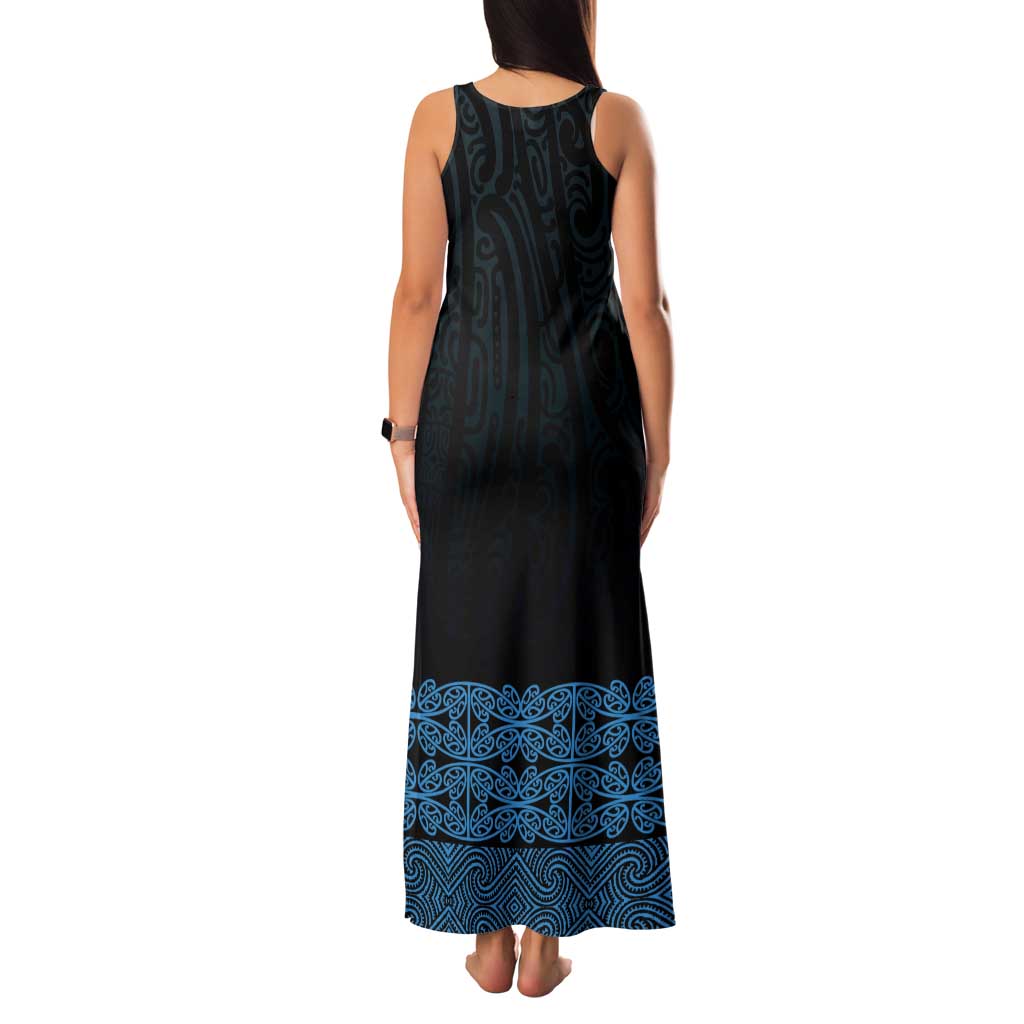 New Zealand Maori Kowhaiwhai Tank Maxi Dress Kikorangi Maui and Mangopare LT9 - Polynesian Pride