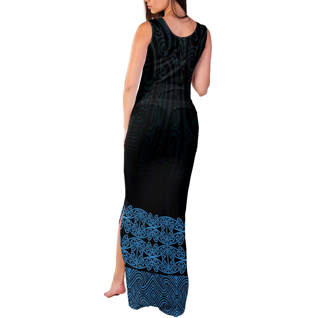 New Zealand Maori Kowhaiwhai Tank Maxi Dress Kikorangi Maui and Mangopare LT9 - Polynesian Pride