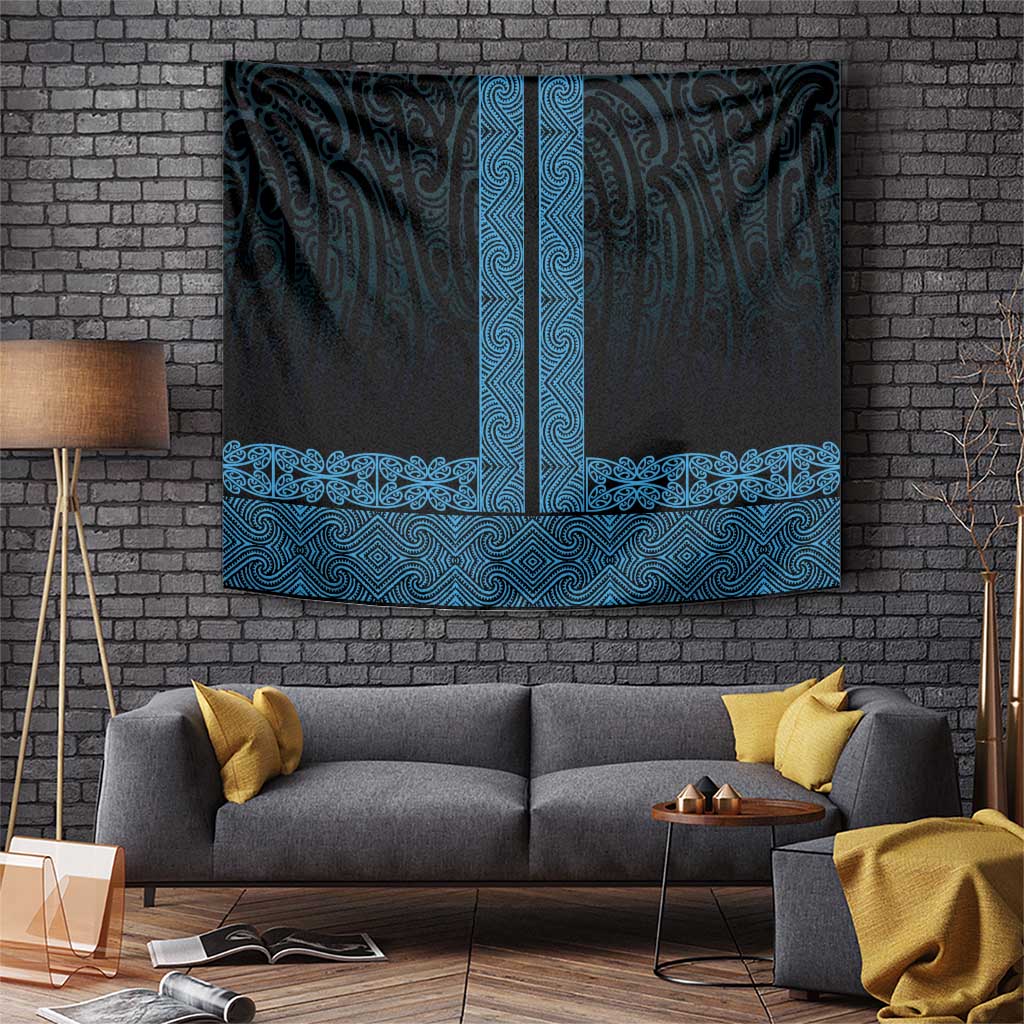 New Zealand Maori Kowhaiwhai Tapestry Kikorangi Maui and Mangopare LT9 Blue - Polynesian Pride