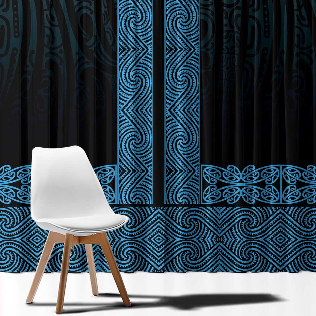 New Zealand Maori Kowhaiwhai Window Curtain Kikorangi Maui and Mangopare LT9 - Polynesian Pride
