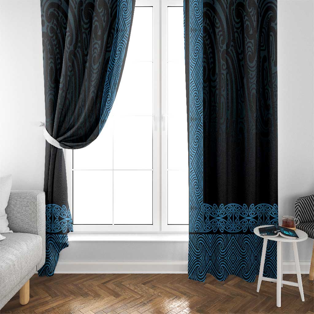 New Zealand Maori Kowhaiwhai Window Curtain Kikorangi Maui and Mangopare LT9 - Polynesian Pride