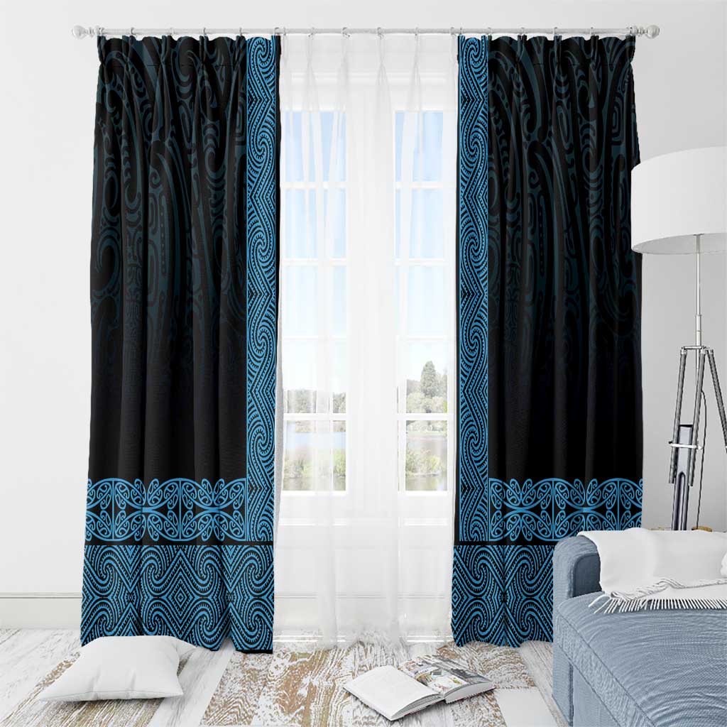 New Zealand Maori Kowhaiwhai Window Curtain Kikorangi Maui and Mangopare LT9 - Polynesian Pride