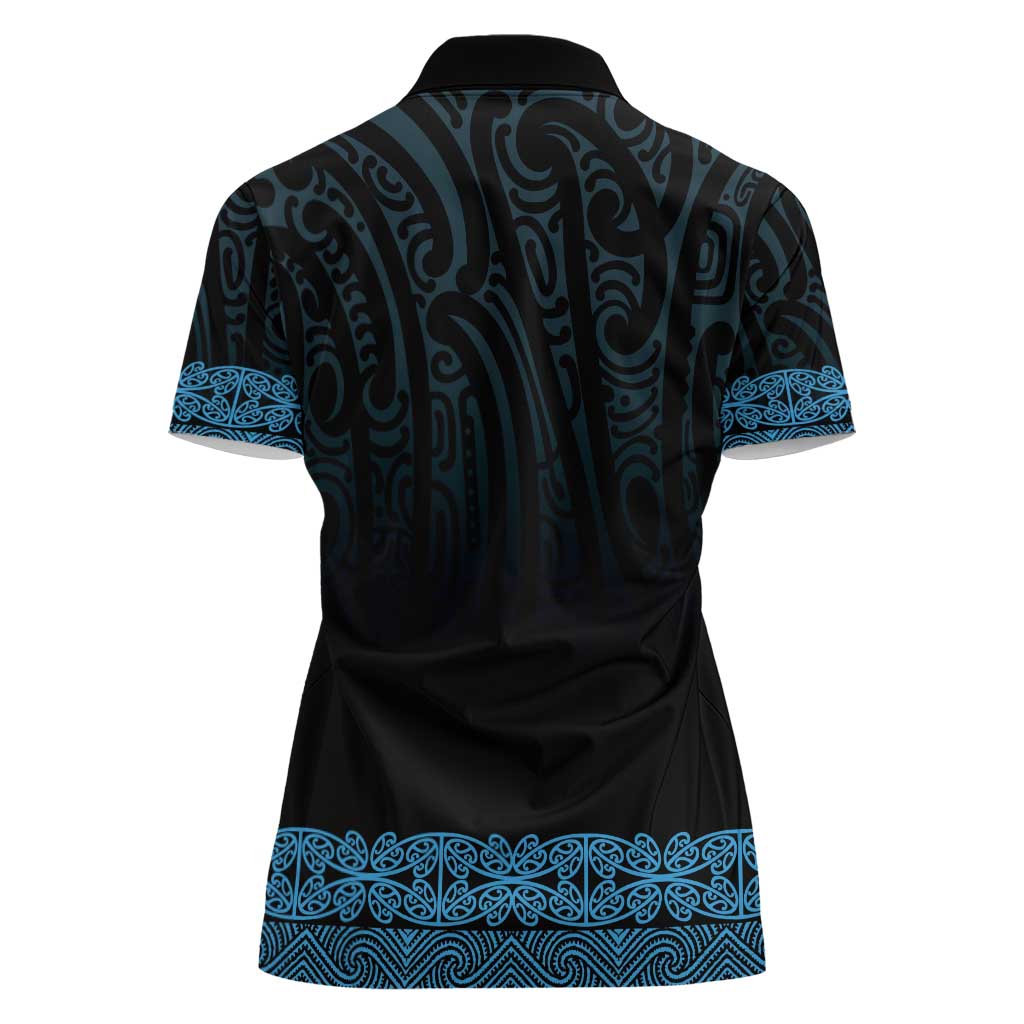 New Zealand Maori Kowhaiwhai Women Polo Shirt Kikorangi Maui and Mangopare LT9 - Polynesian Pride