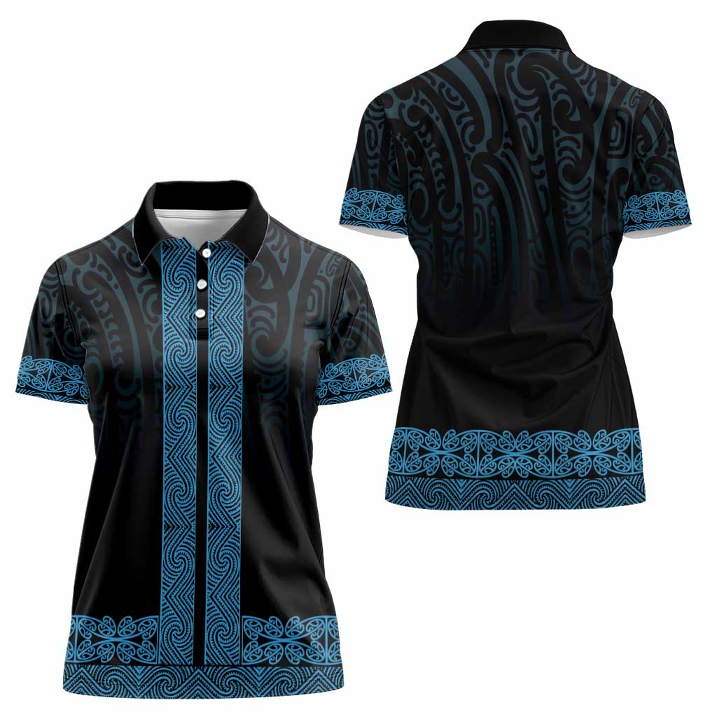 New Zealand Maori Kowhaiwhai Women Polo Shirt Kikorangi Maui and Mangopare LT9 - Polynesian Pride