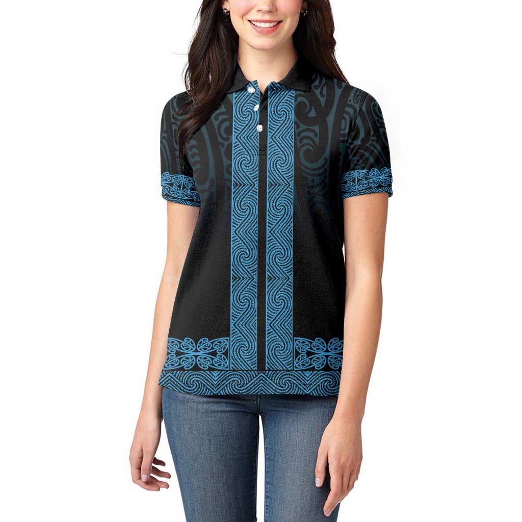 New Zealand Maori Kowhaiwhai Women Polo Shirt Kikorangi Maui and Mangopare LT9 - Polynesian Pride