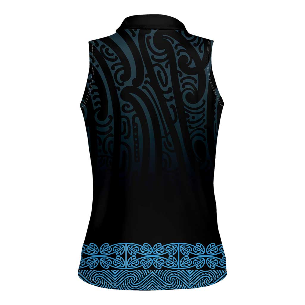 New Zealand Maori Kowhaiwhai Women Sleeveless Polo Shirt Kikorangi Maui and Mangopare LT9 - Polynesian Pride