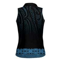 New Zealand Maori Kowhaiwhai Women Sleeveless Polo Shirt Kikorangi Maui and Mangopare LT9 - Polynesian Pride