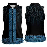 New Zealand Maori Kowhaiwhai Women Sleeveless Polo Shirt Kikorangi Maui and Mangopare LT9 - Polynesian Pride