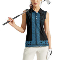 New Zealand Maori Kowhaiwhai Women Sleeveless Polo Shirt Kikorangi Maui and Mangopare LT9 - Polynesian Pride
