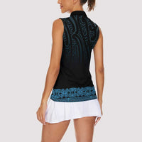 New Zealand Maori Kowhaiwhai Women Sleeveless Polo Shirt Kikorangi Maui and Mangopare LT9 - Polynesian Pride