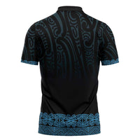 New Zealand Maori Kowhaiwhai Zipper Polo Shirt Kikorangi Maui and Mangopare LT9 - Polynesian Pride