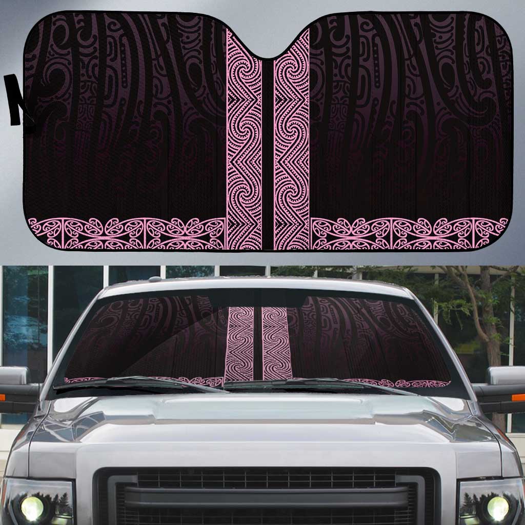 New Zealand Maori Kowhaiwhai Auto Sun Shade Mawhero Maui and Mangopare LT9 Pink - Polynesian Pride